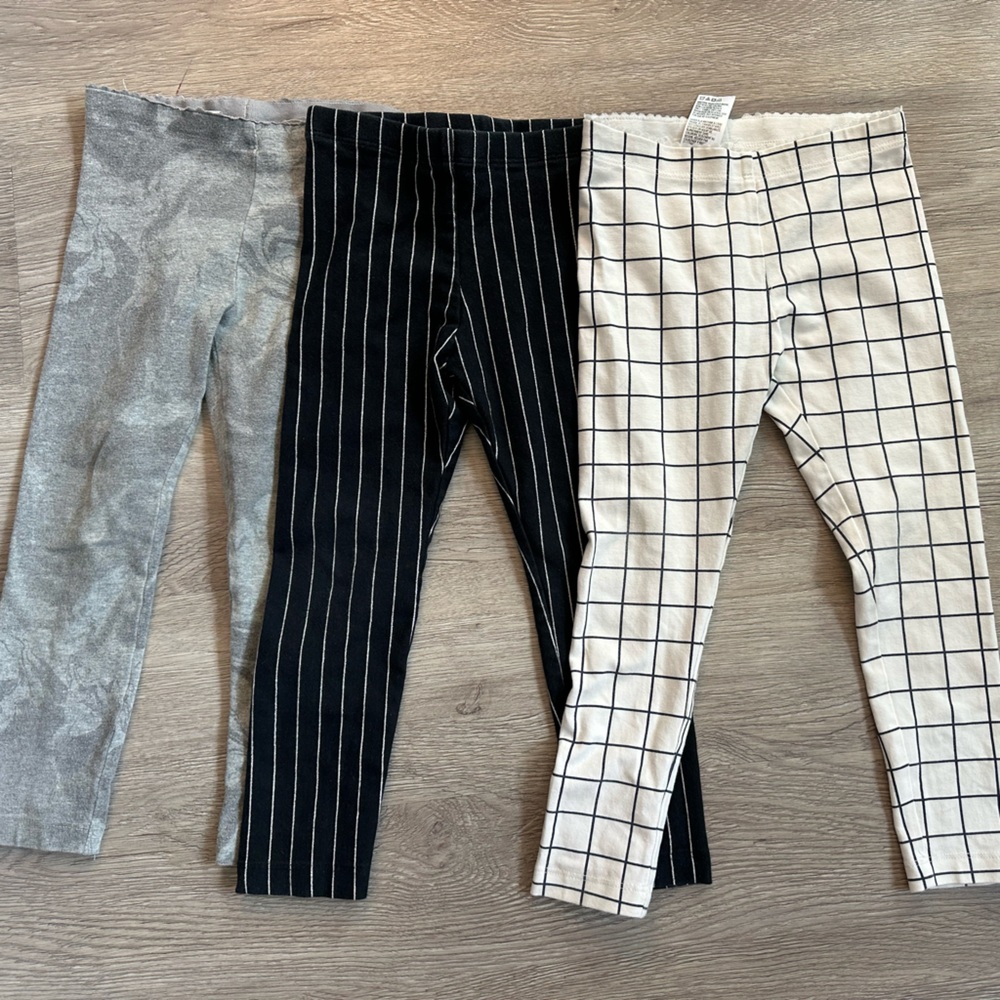4T Tea collection leggings set - Black, Gray, and Cream
